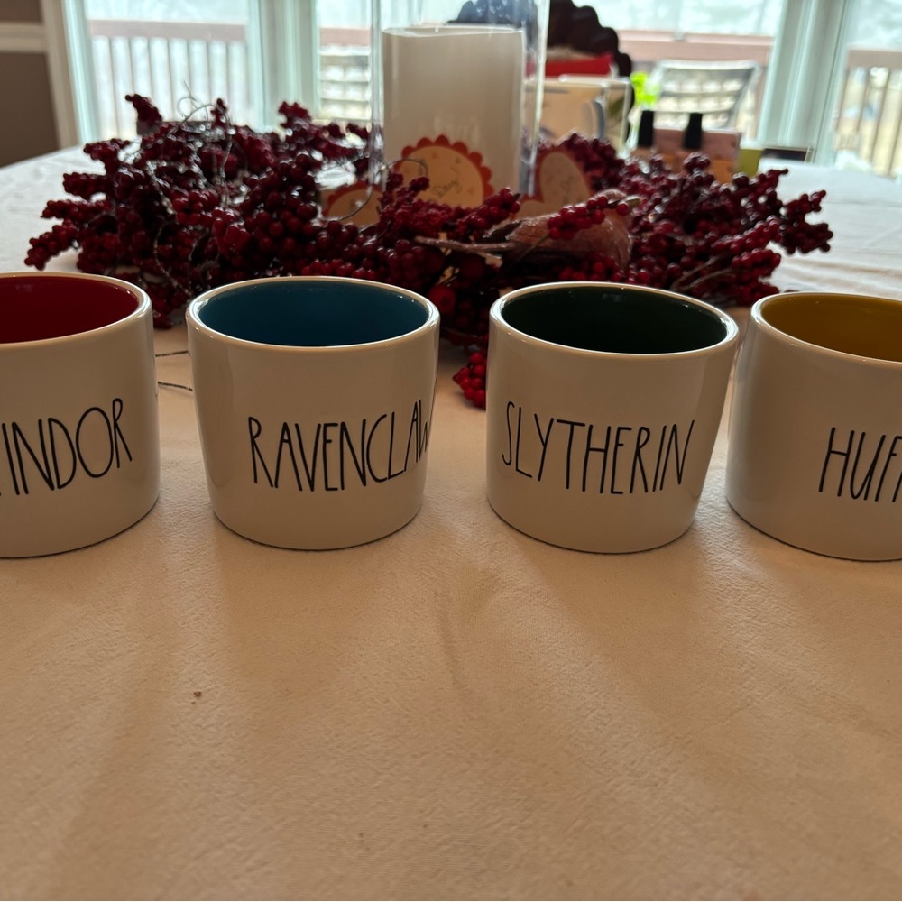 Rae Dunn Hogwarts House Mug Set - Red, Blue, Green, Yellow